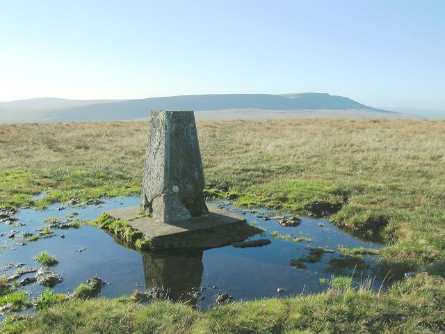 Trig pillar on Fan Gyhirych This is the summit that really makes the national park seem small. To the west you can see Fan Hir (pictured) - and to the east you can see the Corn Du and Pen y Fan. Both look to be just a couple of valleys away in either direction.