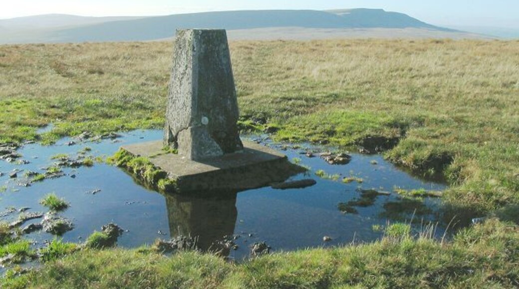 Trig pillar on Fan Gyhirych This is the summit that really makes the national park seem small. To the west you can see Fan Hir (pictured) - and to the east you can see the Corn Du and Pen y Fan. Both look to be just a couple of valleys away in either direction.