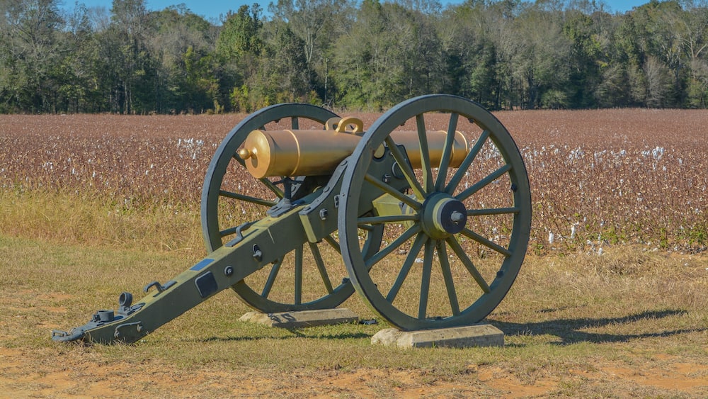 Cannons at the Civil War Battle of Raymond, in Raymond Military Park, Hinds County, Mississippi