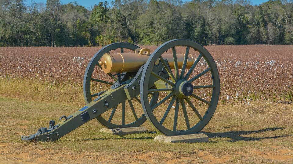 Cannons at the Civil War Battle of Raymond, in Raymond Military Park, Hinds County, Mississippi
