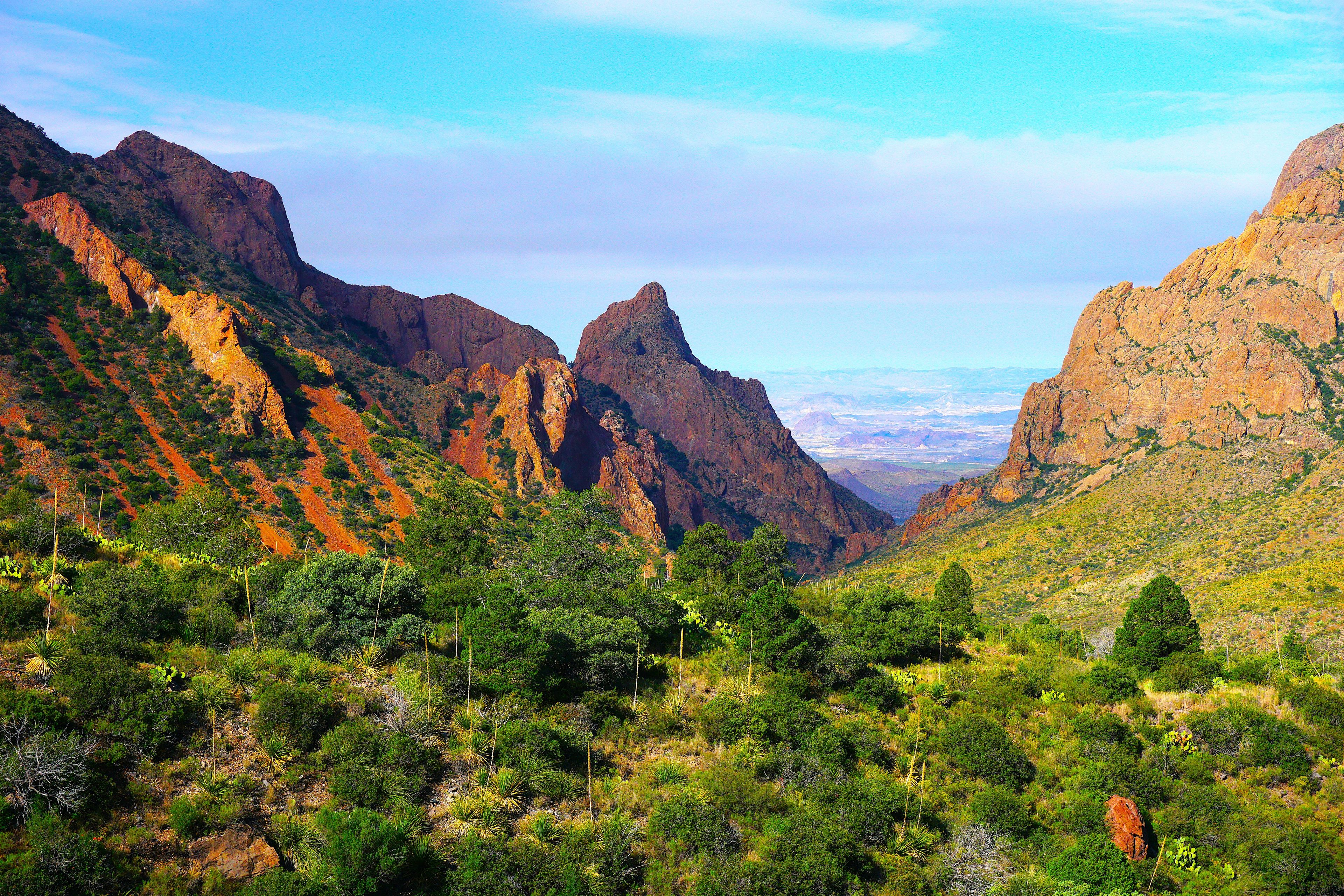 A mountainous landscape with a valley.