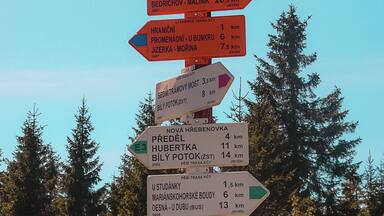 Different hiking routes through the Krkonoše or also called as "Karkonosze, Riesengebirge, Riesageberge or Giant Mountains". Which is a mountain range located in the north of the Czech Republic and the south-west of Poland.