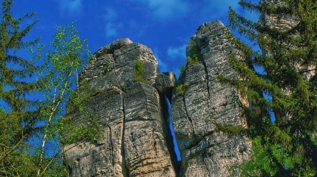 May 2015
Gate rock, Hrube rocks, Bohemian Paradise, Czech republic
Bohemian Paradise (=ÄeskĂœ RĂĄj) is a nature reserve protected area established in 1955 and it is located in North Bohemia. It has a varied country side with plenty of fir and beech forrests surrounding wonderful sandstone rock formations. The water, wind and frost erosion has left many uniquely shaped rock towers having up to 60 meters of height and these are a popular place for Czech rock climbers for decades.
A rock called Gate is one of them in an area called Lighthouse in Hrubé rocks region.