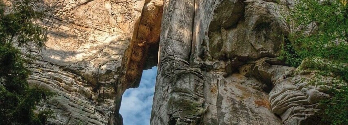 May 2015
Otto's Towers rocks, Hrube rocks, Bohemian Paradise, Czech republic
Bohemian Paradise (=Český Ráj) is a nature reserve protected area established in 1955 and it is located in North Bohemia. It has a varied country side with plenty of fir and beech forrests surrounding wonderful sandstone rock formations. The water, wind and frost erosion has left many uniquely shaped rock towers having up to 60 meters of height and these are a popular place for Czech rock climbers for decades.
Otto's Towers rocks are one of them in an area called Lighthouse in Hrubé rocks region.