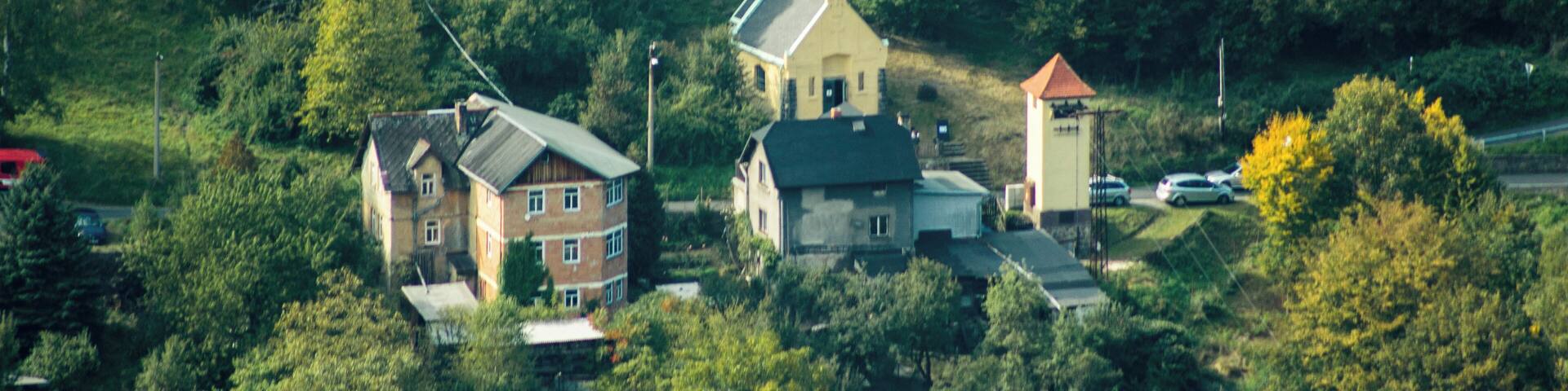 Buildings in Prostřední Žleb - view from Růžová vyhlídka