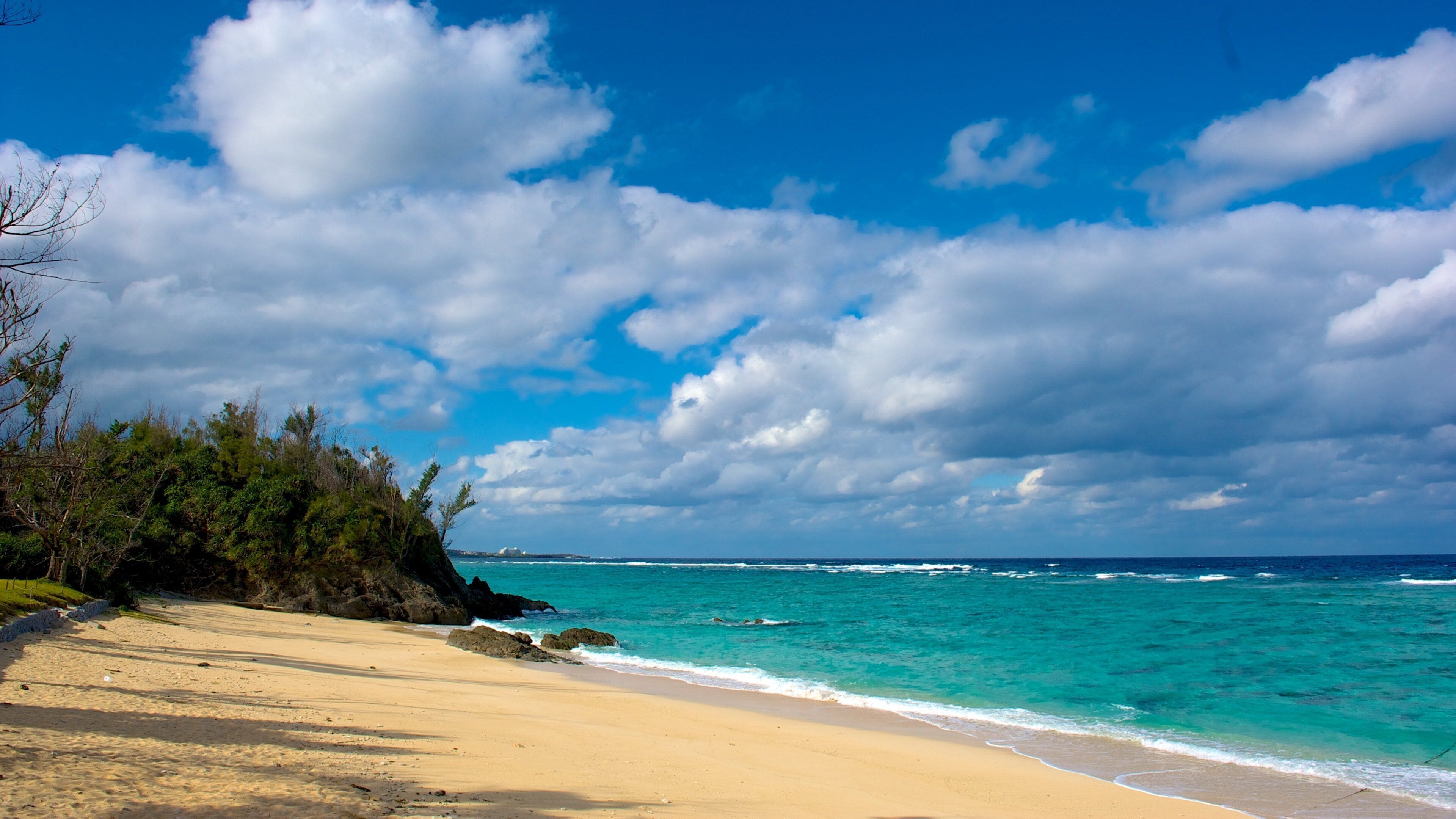 Kunigami which includes general coastal views and a sandy beach