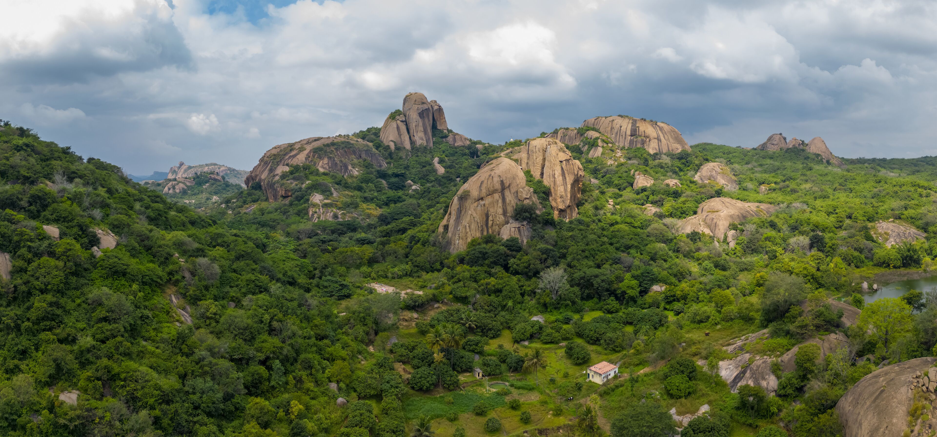 Scenic landscape of Ram Nagar hills near Bangalore city in Karnataka, India.