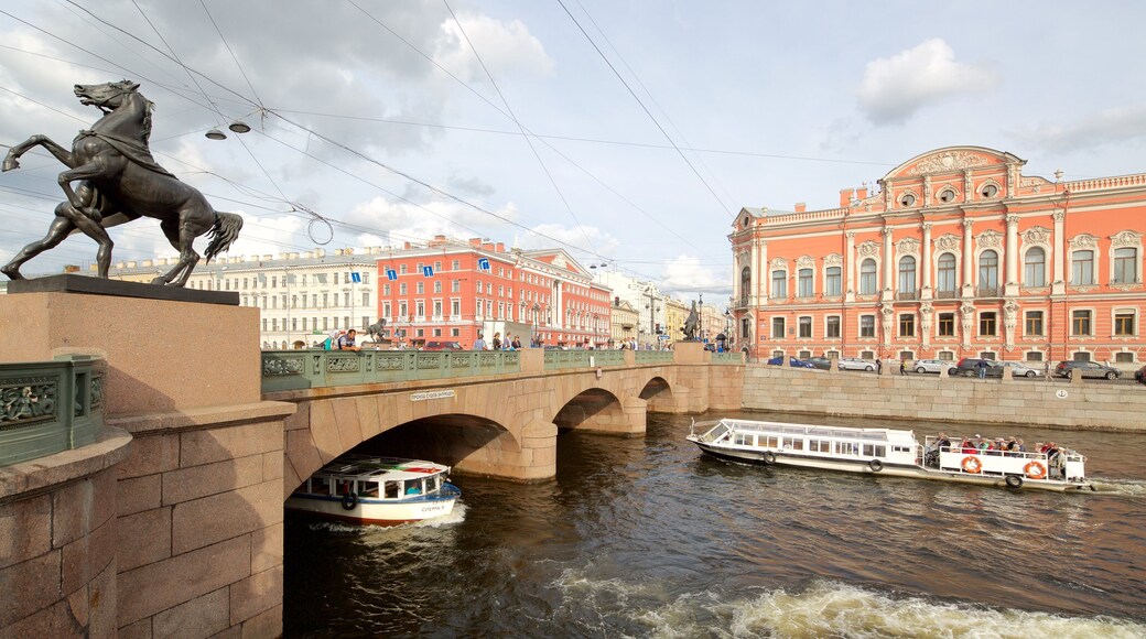 St. Petersburg which includes a ferry, a city and a river or creek