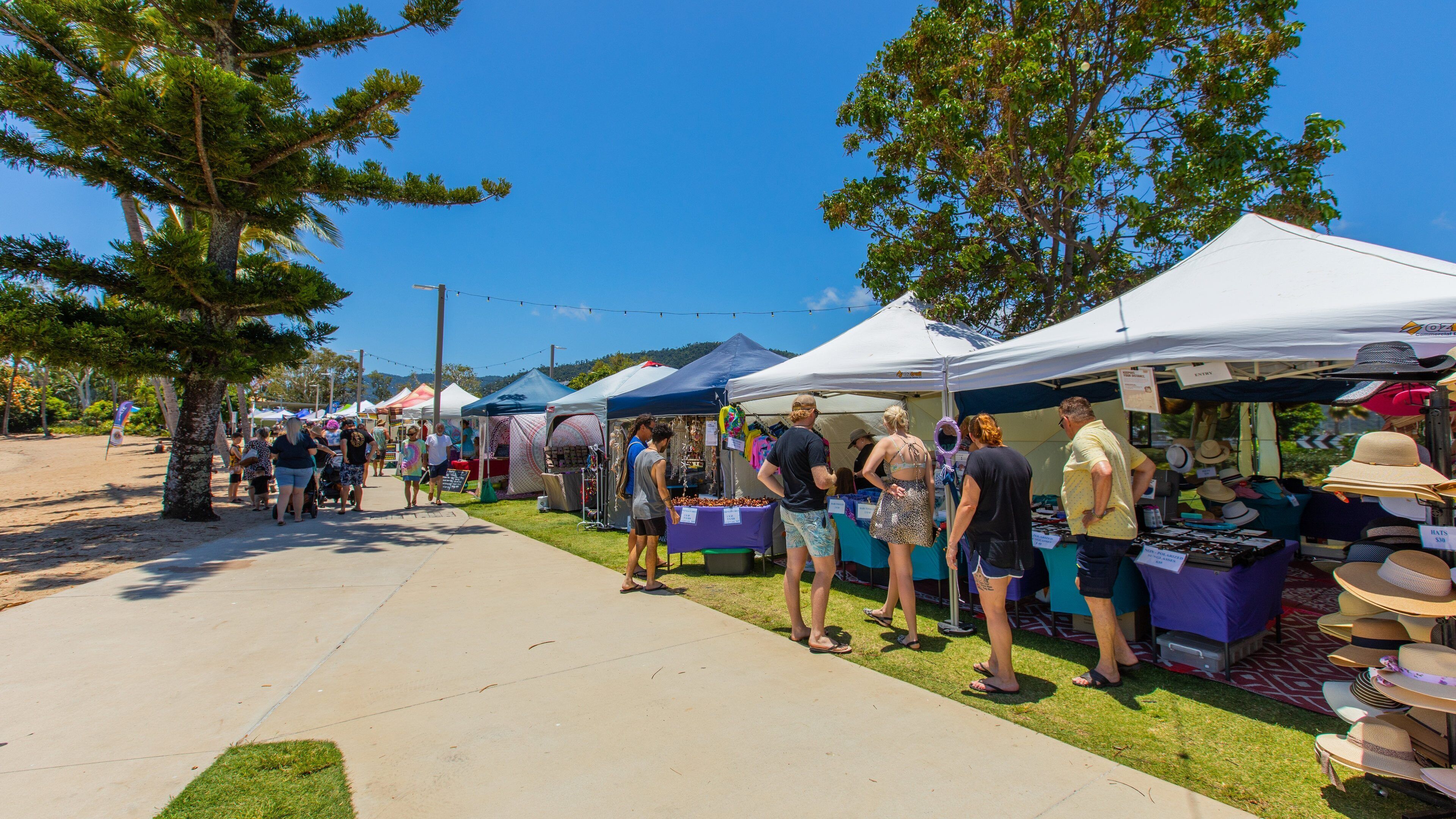 Airlie Beach Market which includes markets and street scenes