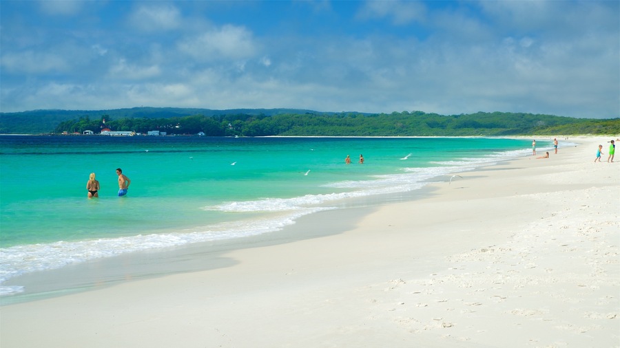 Jervis Bay National Park which includes a beach as well as a small group of people