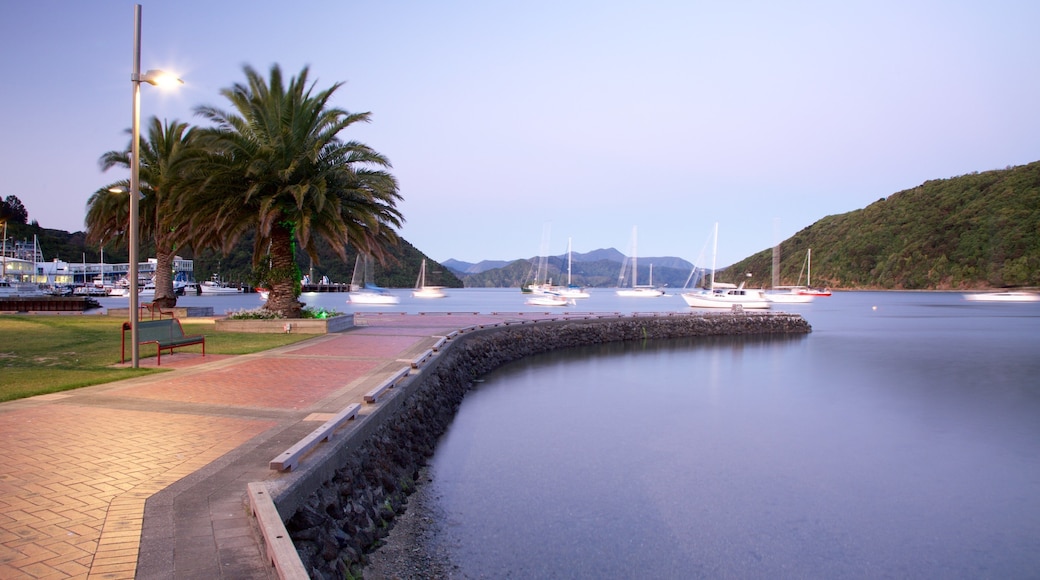 Picton Foreshore featuring boating, mountains and a bay or harbor