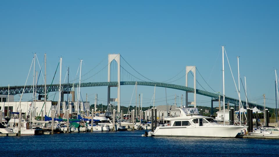 Newport Harbour which includes a bridge and a bay or harbor