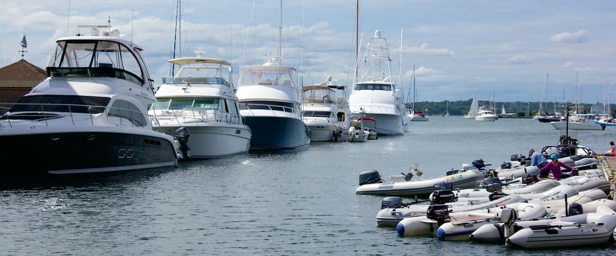 Newport Harbour featuring a bay or harbor