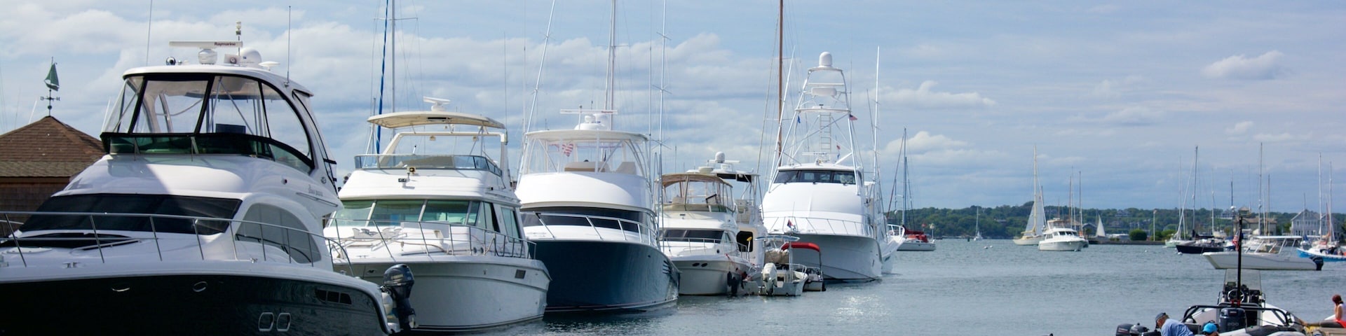 Newport Harbour featuring a bay or harbor