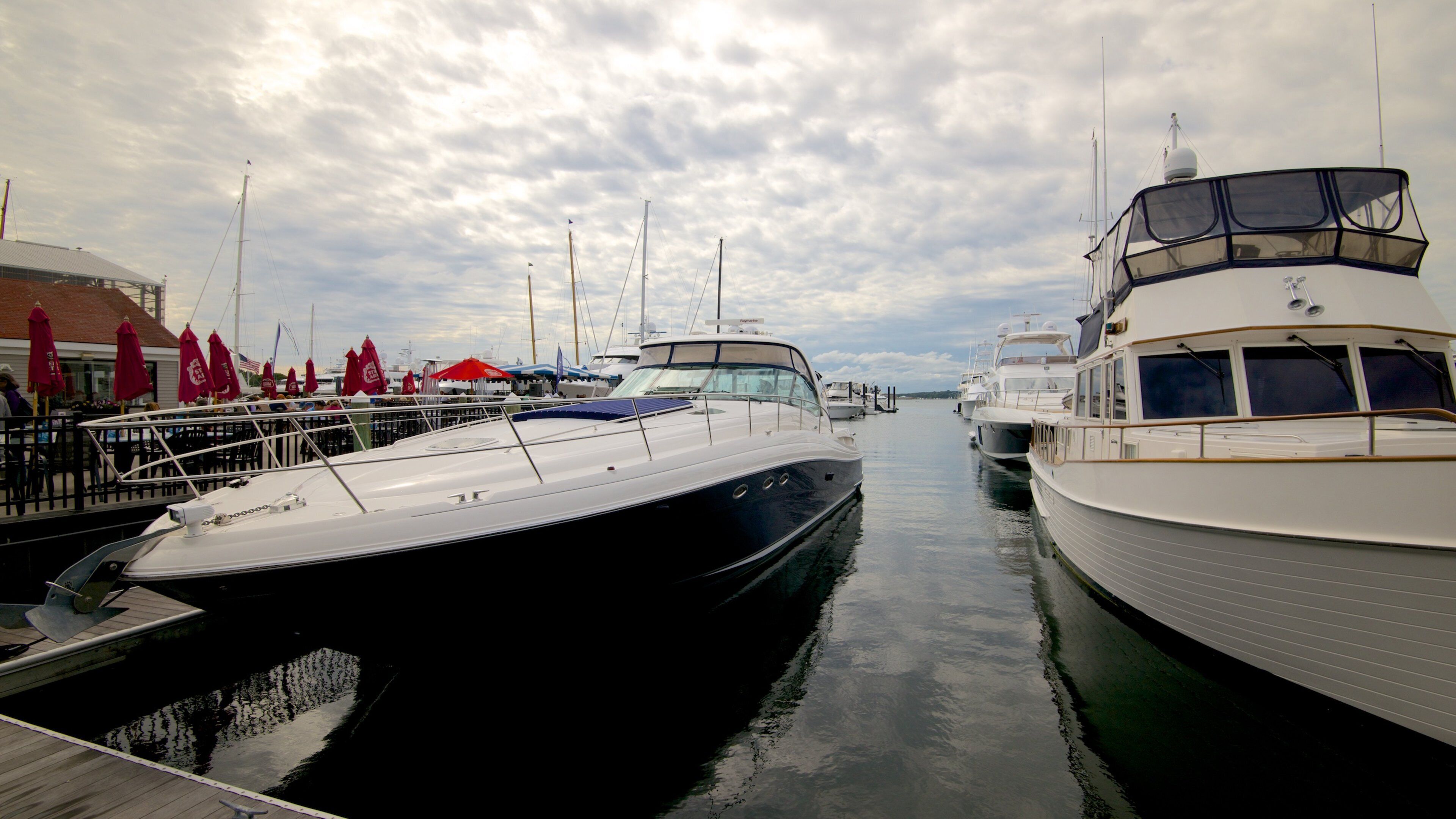 Newport Harbour featuring a bay or harbor