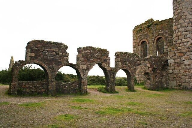 The Boiler House at South Wheal Francis This view is taken from the back of the remains of the boiler house. When it was working this view would have been blocked by the six Lancashire boilers which supplied steam for the huge pumping engine and all other needs of the site.