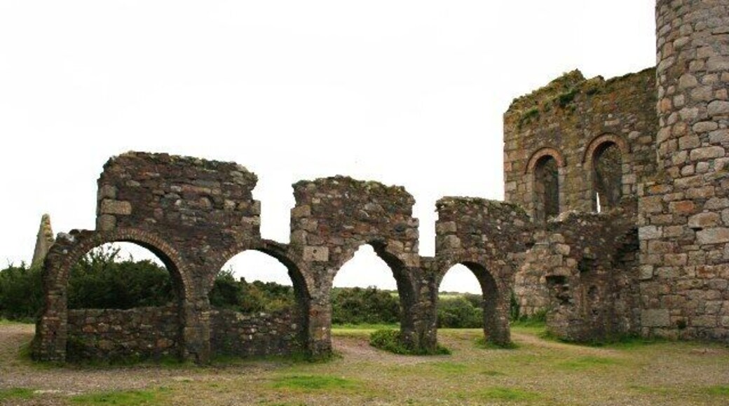 The Boiler House at South Wheal Francis This view is taken from the back of the remains of the boiler house. When it was working this view would have been blocked by the six Lancashire boilers which supplied steam for the huge pumping engine and all other needs of the site.