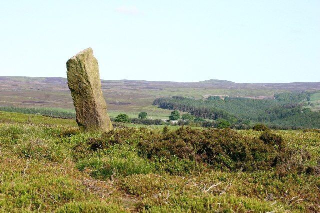 Roman Milestone on Pateley Moor. A Roman milestone on Pateley Moor marks the route to the nearby Roman iron workings. Looking westwards to Wake Hill.