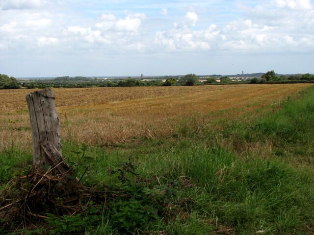 Farmland with a view The towers of St Andrew's, Bacton and St Mary's church, Happisburgh can be seen in the distance.