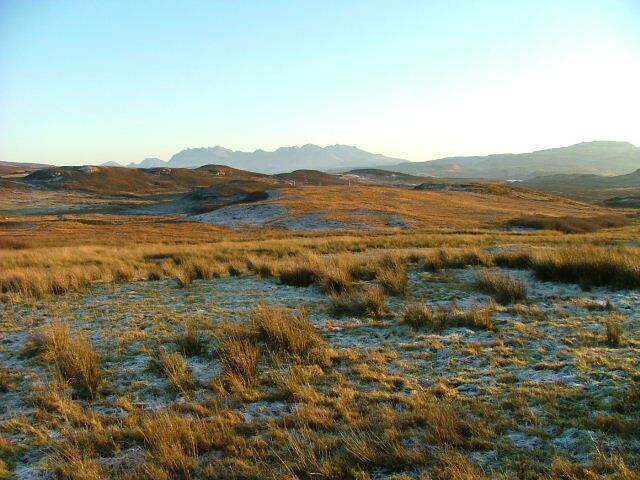 Grazing land near Ullinish Looking towards the Black Cuillin.