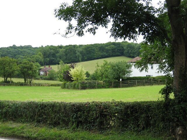 Corfe Farmland. Residential housing dotted on farmland on the outskirts of Corfe, Somerset.