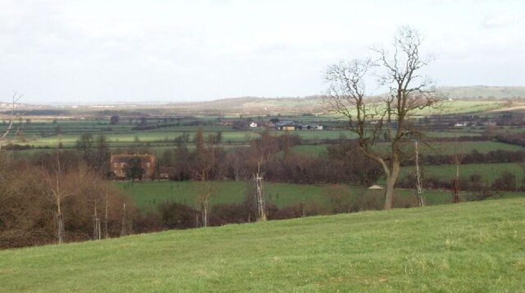 Beckley Park The plum-coloured brick house on the left of the photograph is Beckley Park, built about 1540. The estate belonged to King Alfred in the 9th century. View from the Oxfordshire Way footpath.