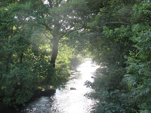 Afon Gwyrfai from Pont Cyrnant. This is view downstream from the narrow Cyrnant Bridge.