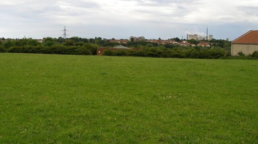 The Scout hut roof and building is visible mid picture. Beyond are signs of the industry around Billingham.