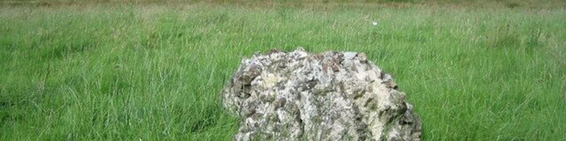 Last Remains of Dodnash C12th Priory by footpath Beside the footpath from East End, East Bergholt to Dodnash Wood (seen in background), you pass the last remaining lump of stones from the twelfth century Augustinian Priory that existed on this spot. Continue up the hill and through the wood for a rewarding ramble