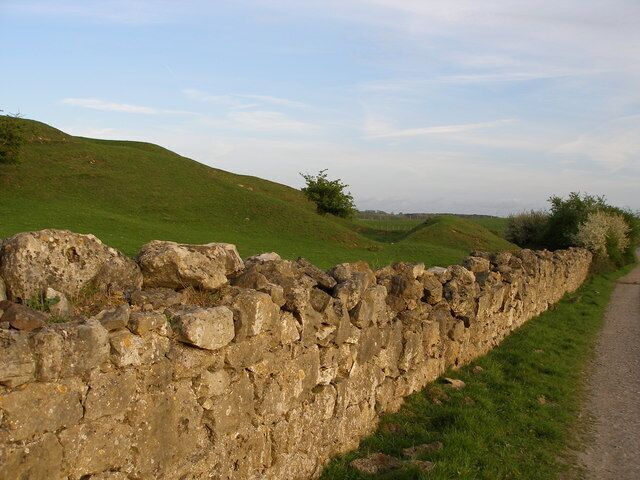 The lumps and bumps of Bishop Middleham Castle earthworks The wall to the right of the castle is very carefully made in its lower parts, the stone has been shaped with a flat face and mortared together. The top of the wall is more haphazard and probably represents later attempts to mend it.