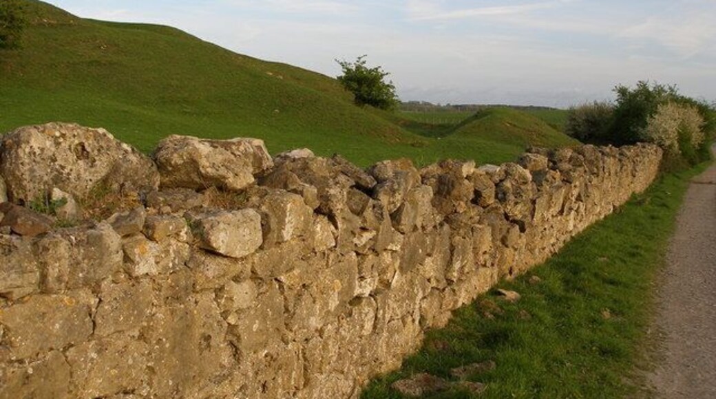 The lumps and bumps of Bishop Middleham Castle earthworks The wall to the right of the castle is very carefully made in its lower parts, the stone has been shaped with a flat face and mortared together. The top of the wall is more haphazard and probably represents later attempts to mend it.