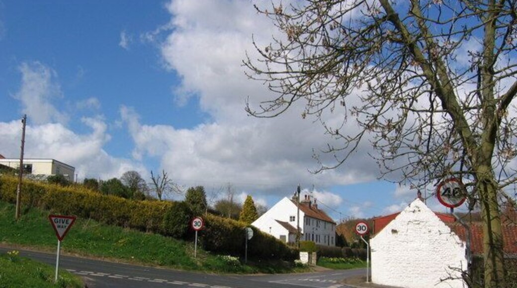 Boynton, East Riding of Yorkshire, England. Looking north across the B1253 which cuts EW through Boynton.