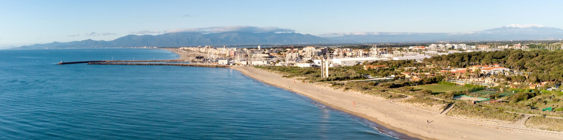 Panorama de la plage du Sardinal à Canet en Roussillon