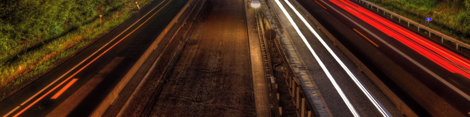 Nachtbaustelle auf der A 485 bei Linden (Hessen)