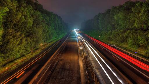 Nachtbaustelle auf der A 485 bei Linden (Hessen)