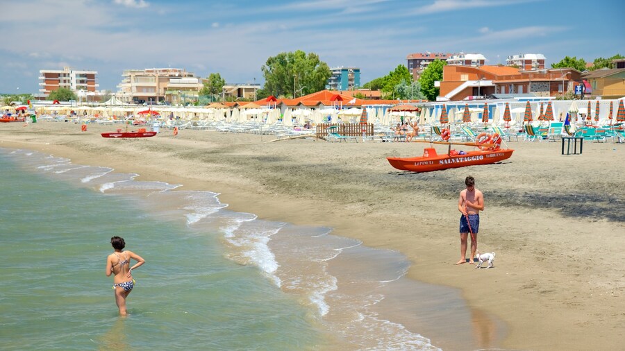 Tarquinia which includes a beach, swimming and a coastal town