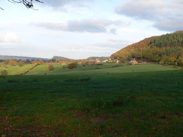 View from Harthill Lane Looking north-east, on the right is Burwardsley Hill, and in the far distance the two hillocks both have castles - Beeston Castle and Peckforton Castle.