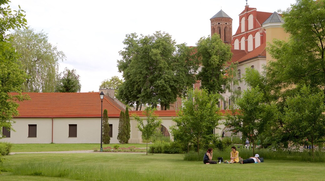 Vilnius featuring a garden as well as a small group of people