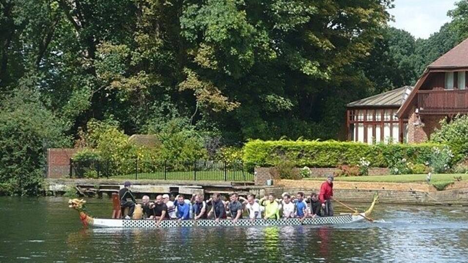 Dragon boat practice This boat was practising for a forthcoming Dragon Boat event.