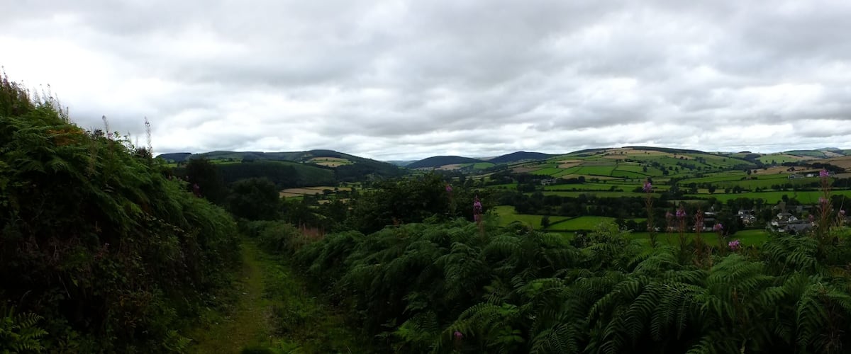 Panoramic view of Clunbury from Clunbury Hill
