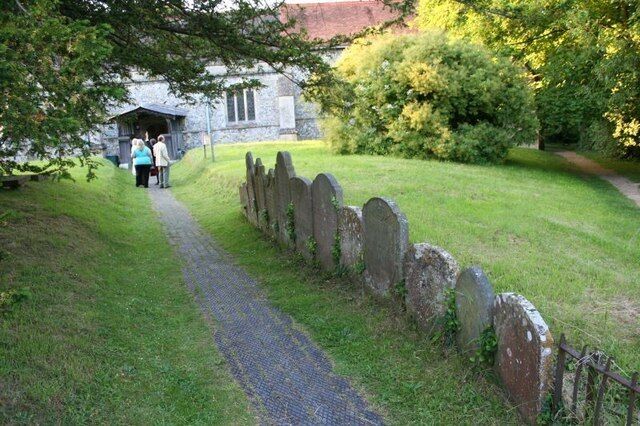 Path to the church Path leading by old gravestones to St Michaels. The people you see are there for a concert that is being held there.