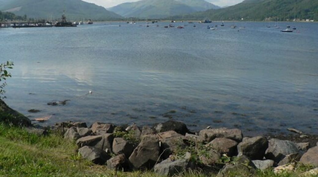 Sandbank: view up Holy Loch A fine view up Holy Loch from the shore at Sandbank.