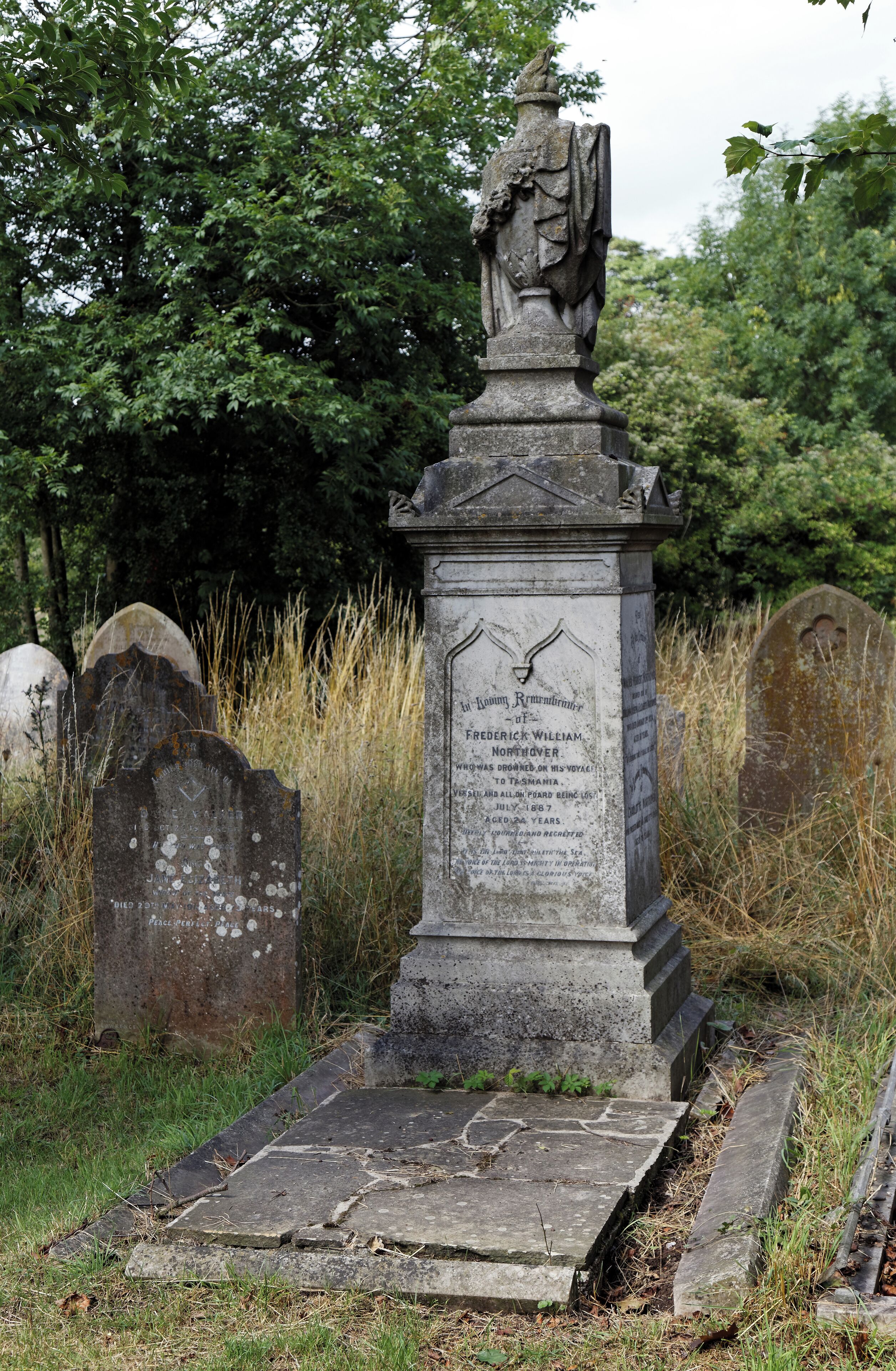 Grave sculpture in St Peter's churchyard in the village of St Peter's in the civil parish of Broadstairs and St Peter's in Kent, England. Software: RAW file lens-corrected, optimized and converted to JPEG with DxO OpticsPro 10 Elite, and likely further optimized and/or cropped and/or spun with Adobe Photoshop CS2.