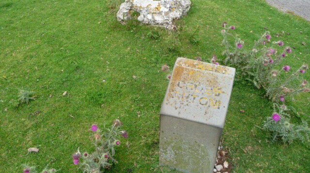 Croes Antoni (detail) The base of the medieval roadside cross can be seen here.