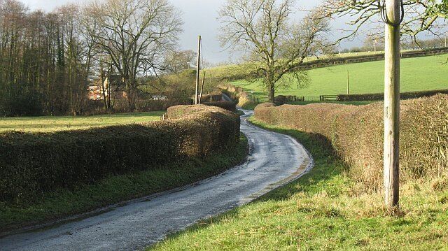 Road between Burley and Bache Small road with some nasty icy bits on this occasion.