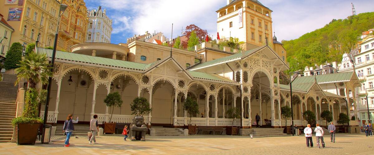 Karlovy Vary mettant en vedette ville, square ou place et patrimoine historique