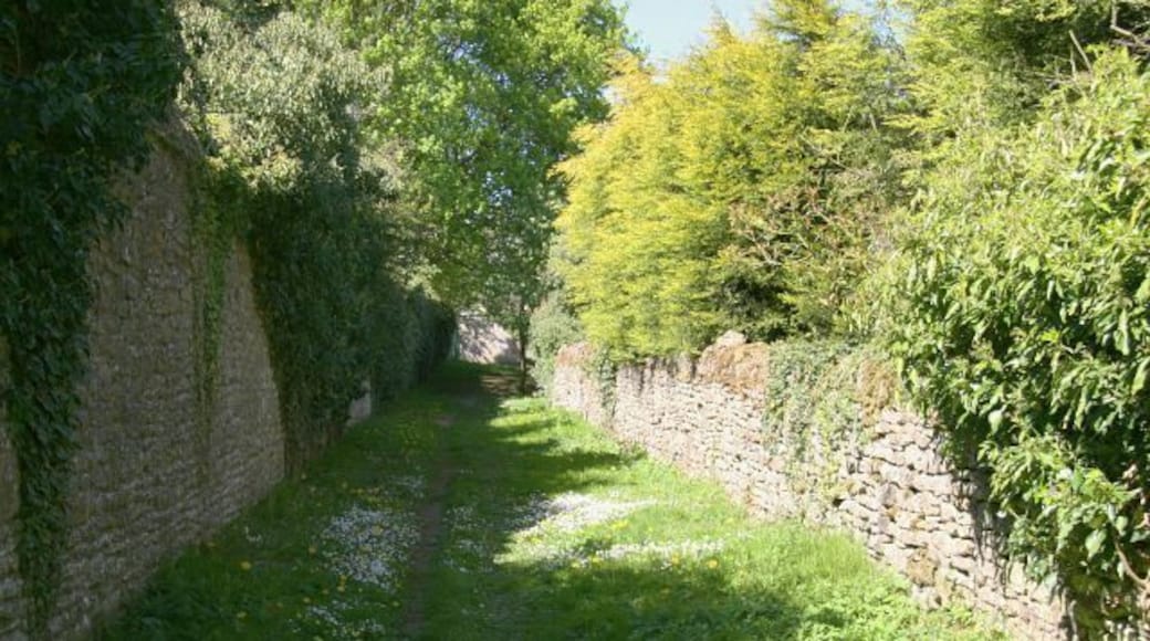 Footpath. The footpath links 421643 (ahead) with 426766 (behind the viewpoint). The high wall on the left is a boundary with Brompton Hall School. For a photograph taken from the same viewpoint but looking in the opposite direction (southerly), click here 426789. For a more northerly (ahead) photograph of the footpath, click here 421647.