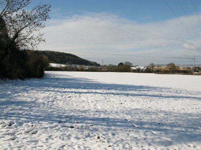 Banwell Hill Looking towards Banwell Hill across the fields with snow