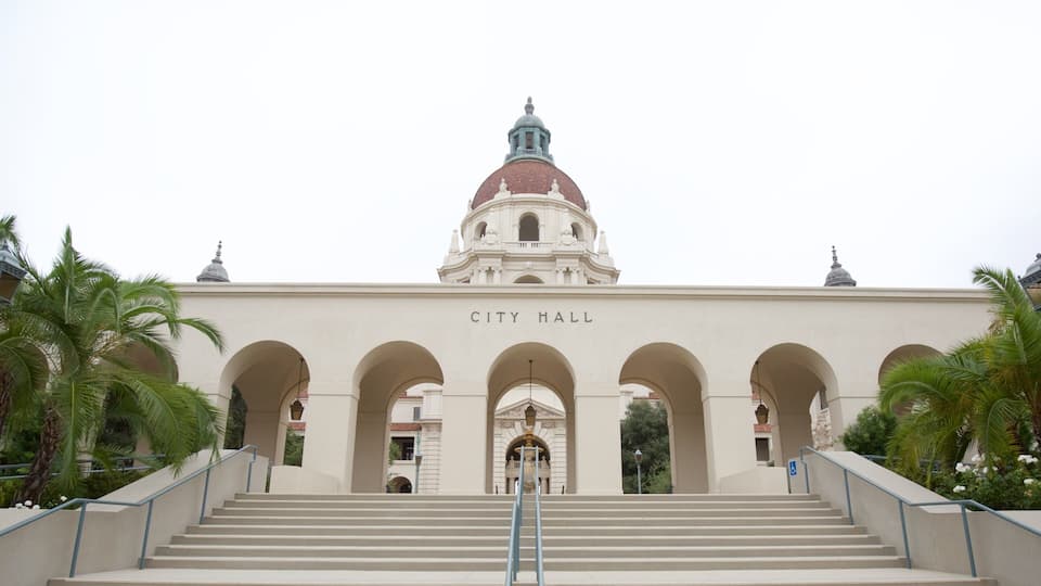 City Hall with a dome and arches.