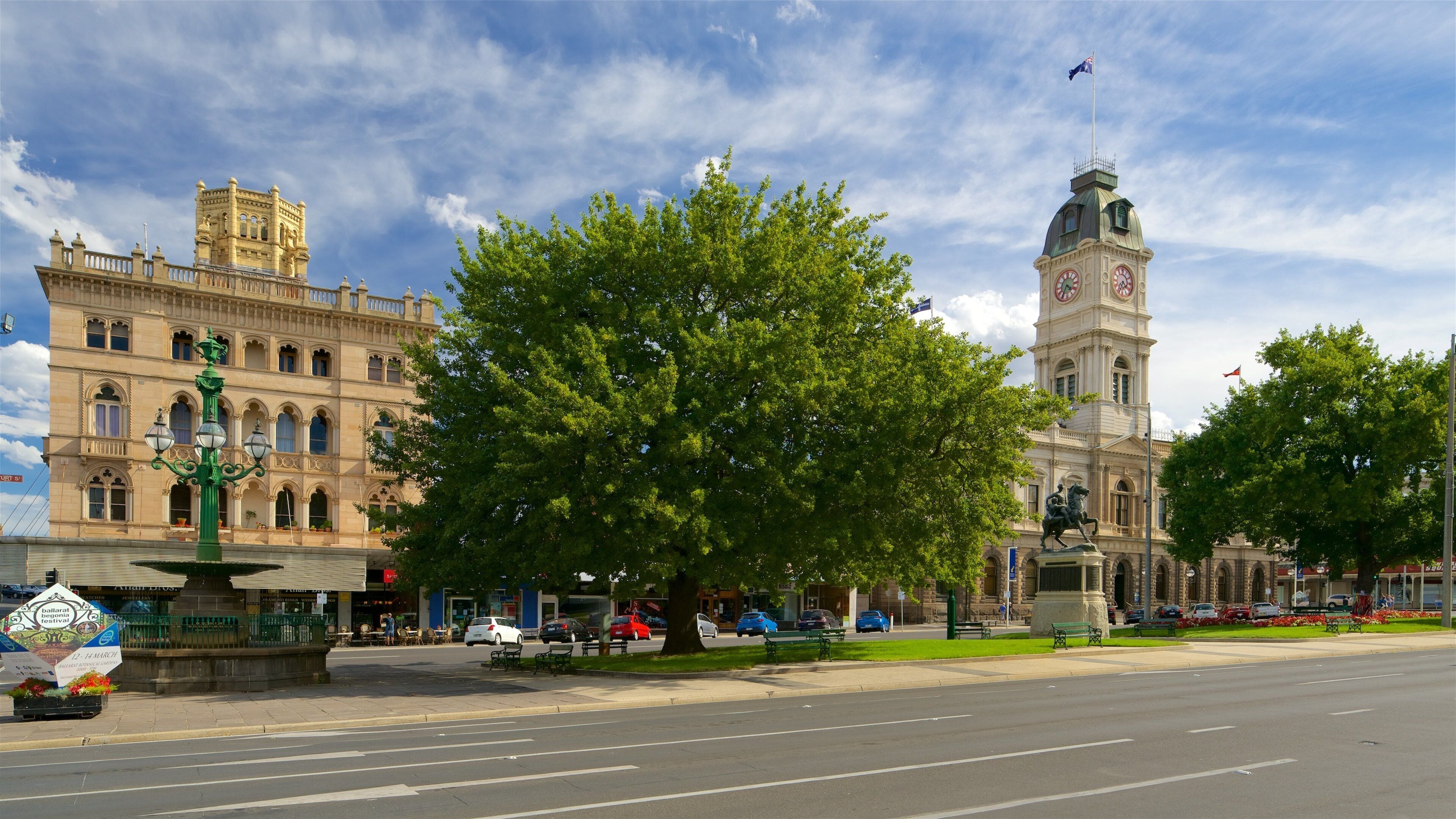 Ballarat which includes an administrative building, a fountain and street scenes